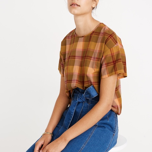 [NWT] Madewell Boxy Button-Back Top in Plaid - Picture 2 of 6
